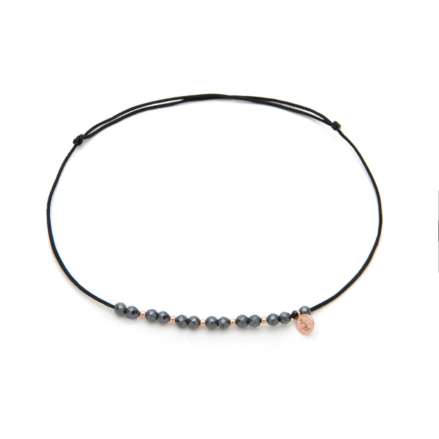 Náramek na nohu s hematitem – růžově zlacený