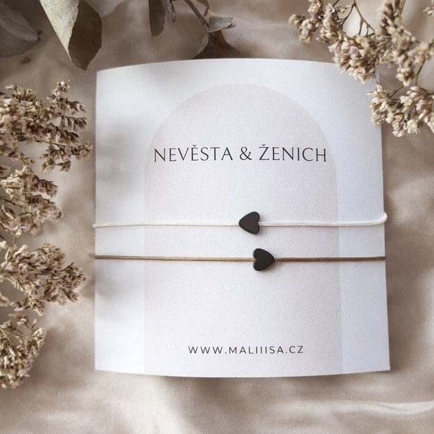 Nevěsta a ženich - hematit srdíčka